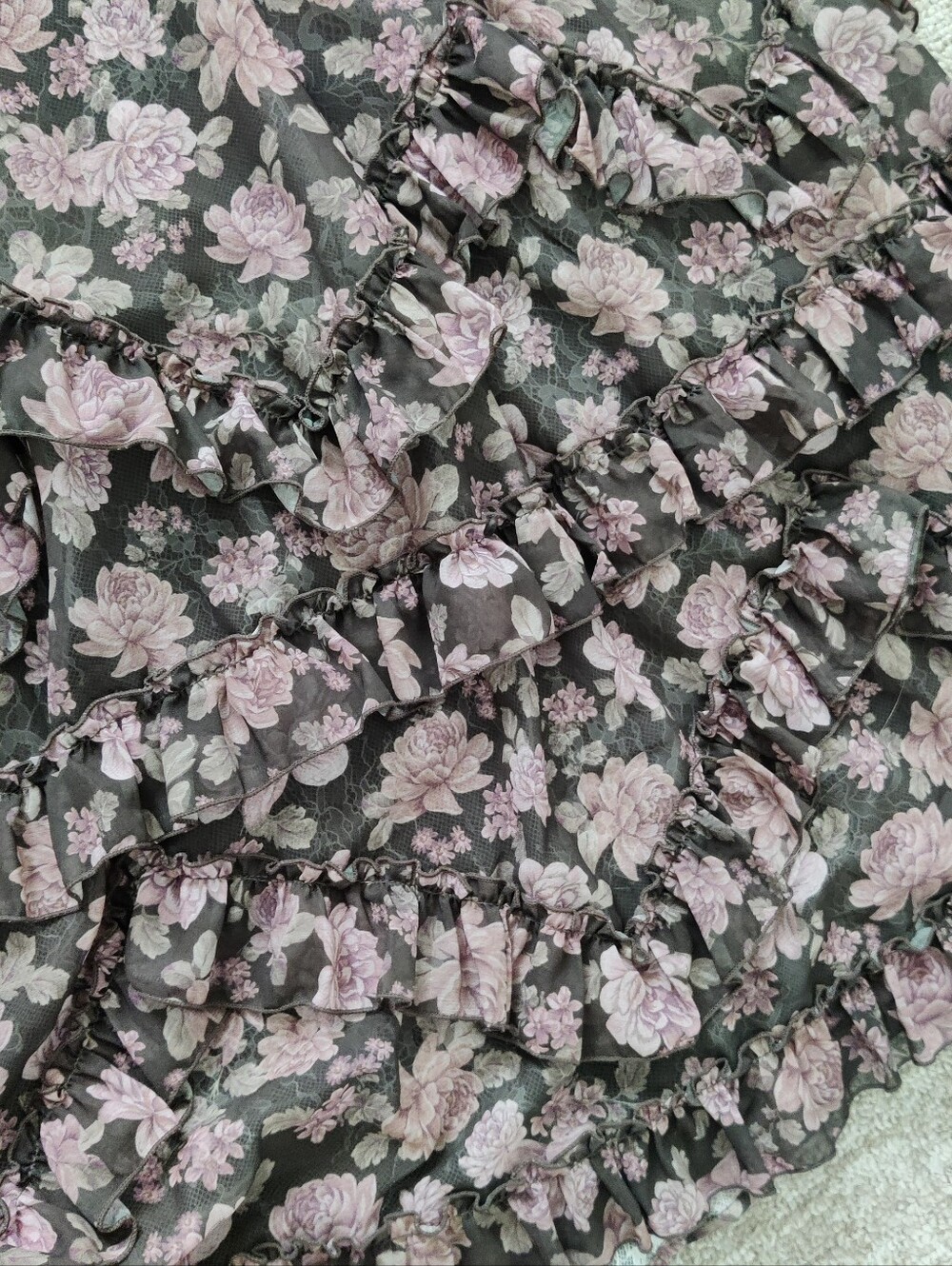V. Chapman Black Floral Maxi Dress with Pink Accents - Picture 7 of 11